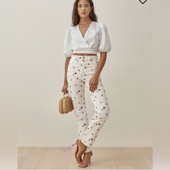 Reformation Denim - Reformation White Floral Women Jeans